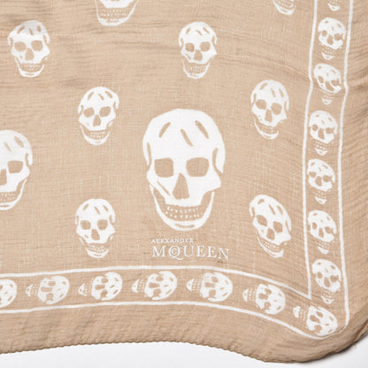 Alexander McQueen Silk Chiffon Skull Scarf Beige Ivory 3 of 4