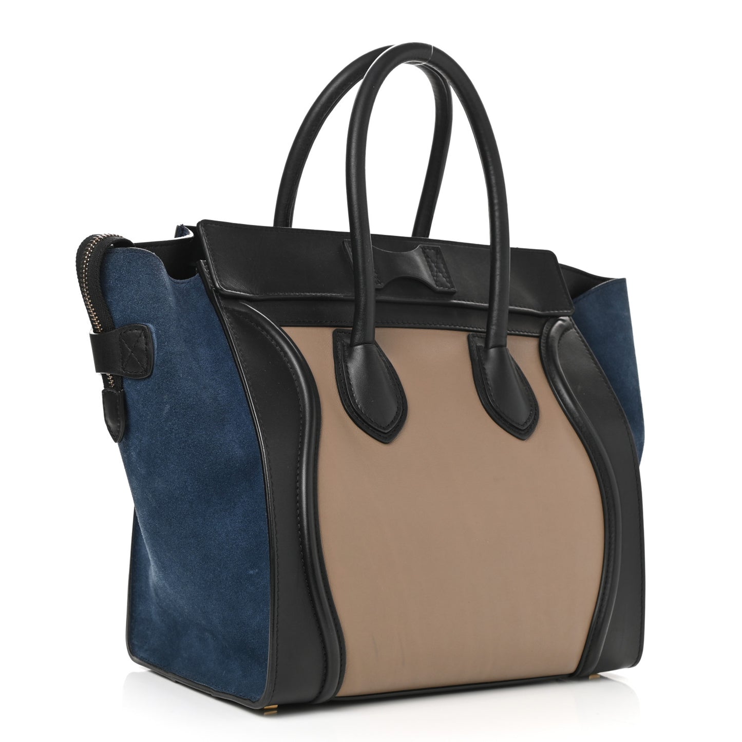 Smooth Calfskin Suede Mini Tri-Color Luggage Beige