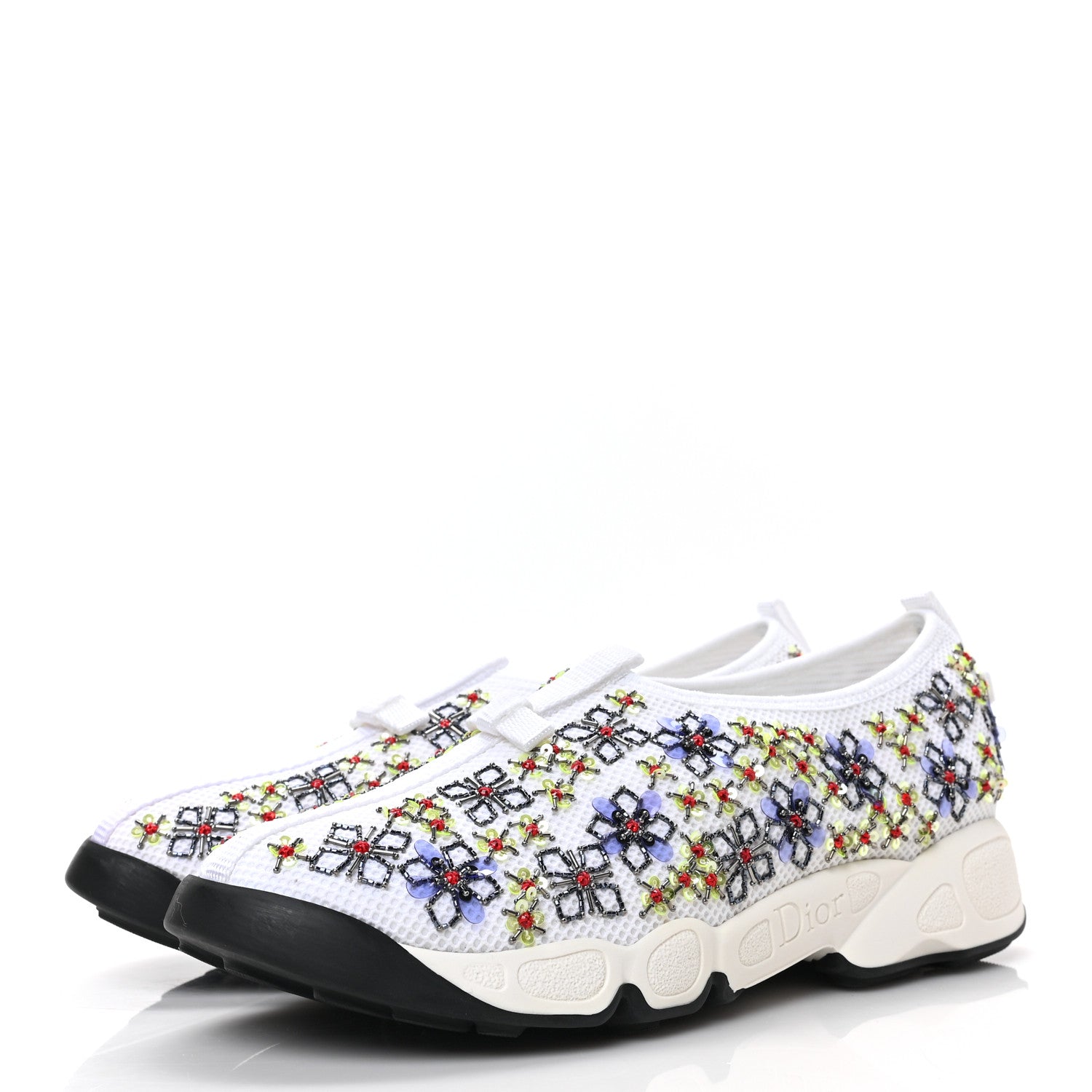Christian Dior Technical Canvas Embellished Dior Fusion Sneakers 37 White Multicolor 3 of 8