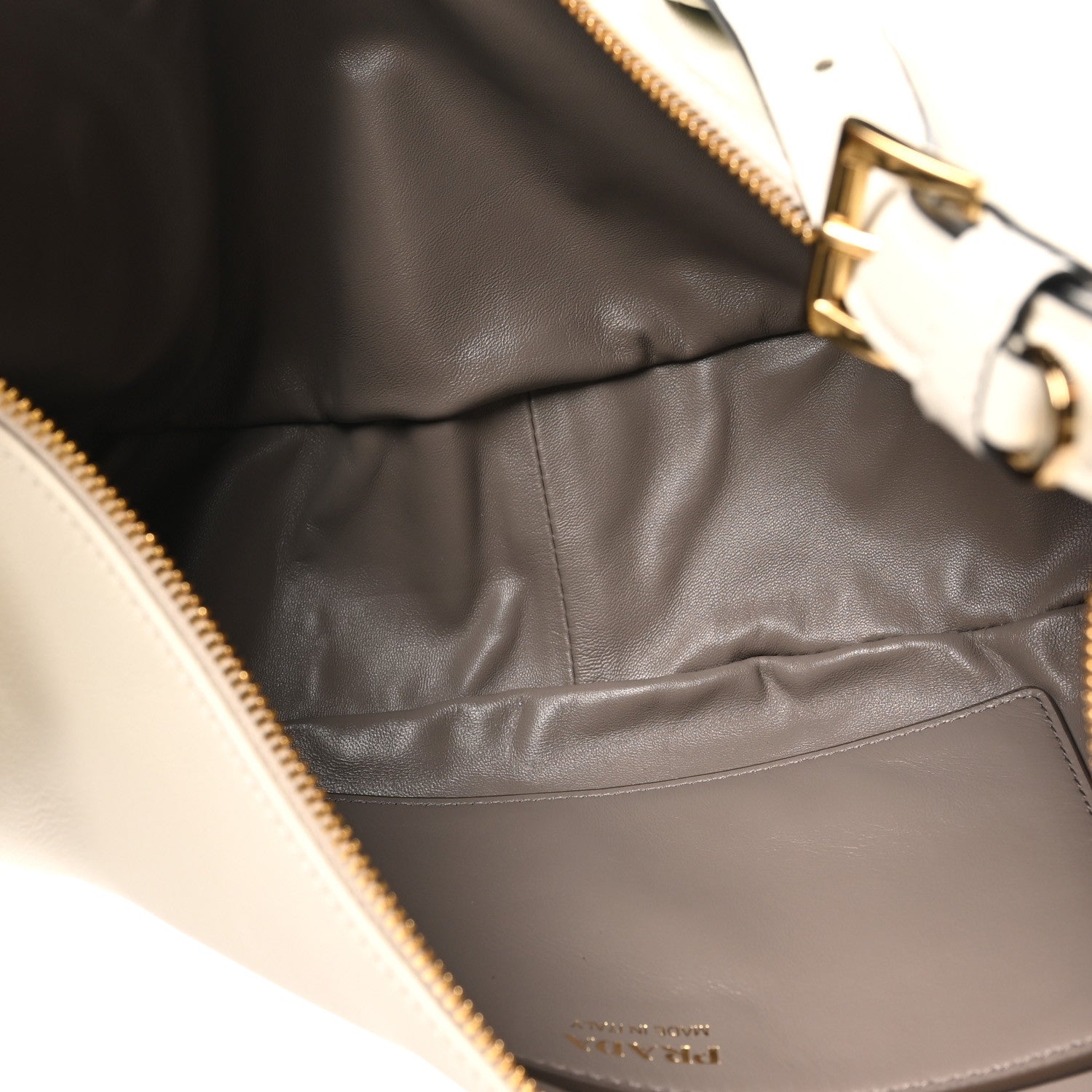 Prada Soft Grain Calfskin Large Demi-Lune Shoulder Bag White 5 of 9