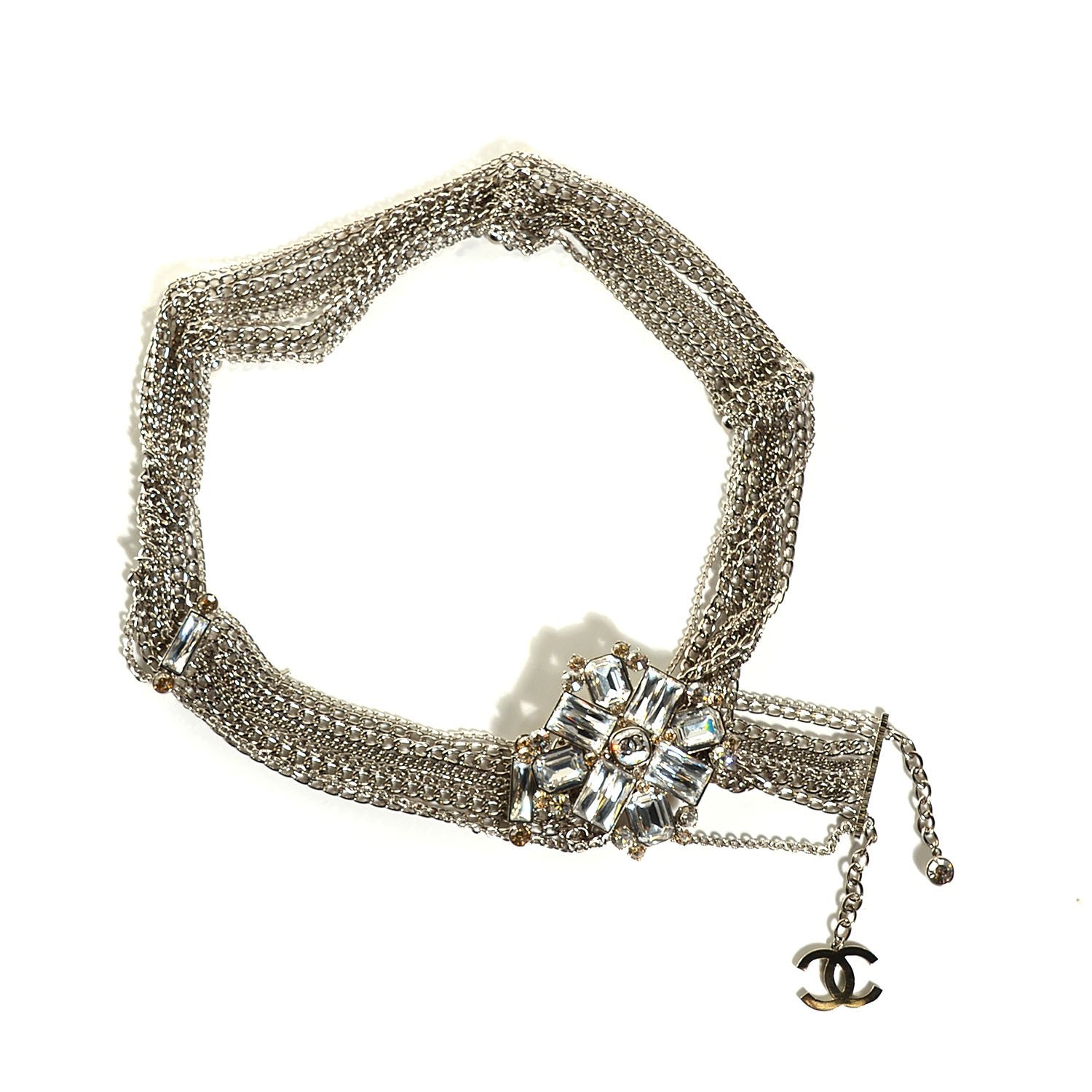 Chanel Crystal Baguette CC Chain Belt Silver 1 of 4