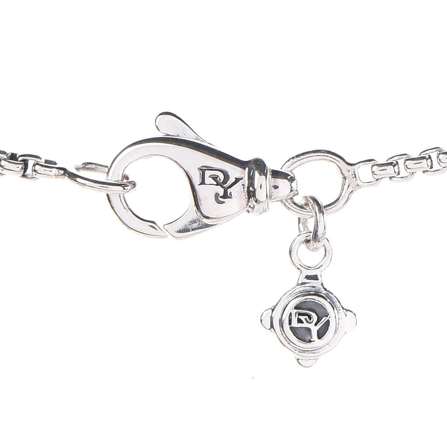 Sterling Silver Diamond Black Onyx 11mm Chatelaine Pendant Necklace