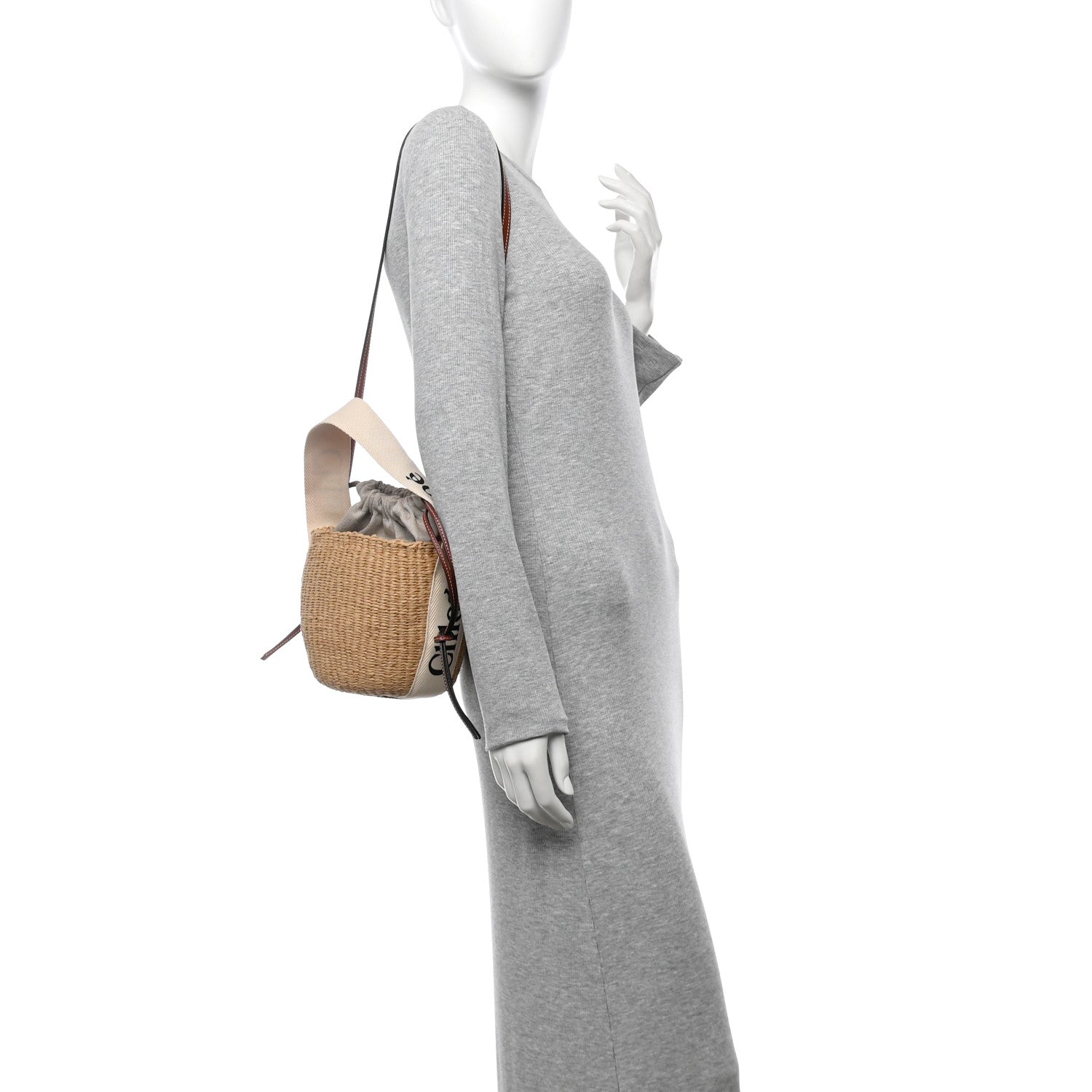Chloe X MIFUKO Raffia Calfskin Small Woody Basket Shoulder Bag Beige Brown 2 of 10