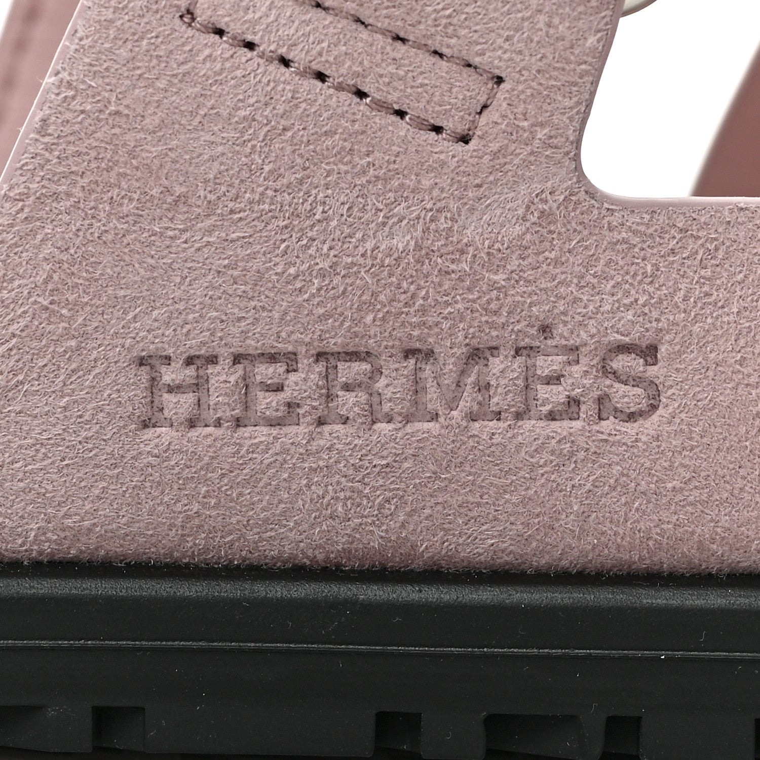 Hermes Suede Goatskin Womens Chypre Sandals 37.5 Rose Porcelaine 8 of 9