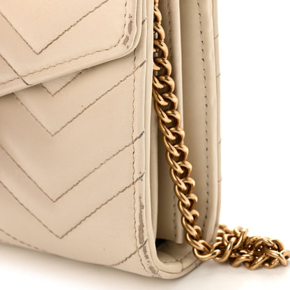Gucci Calfskin Matelasse GG Marmont Chain Wallet Mystic White 12 of 13