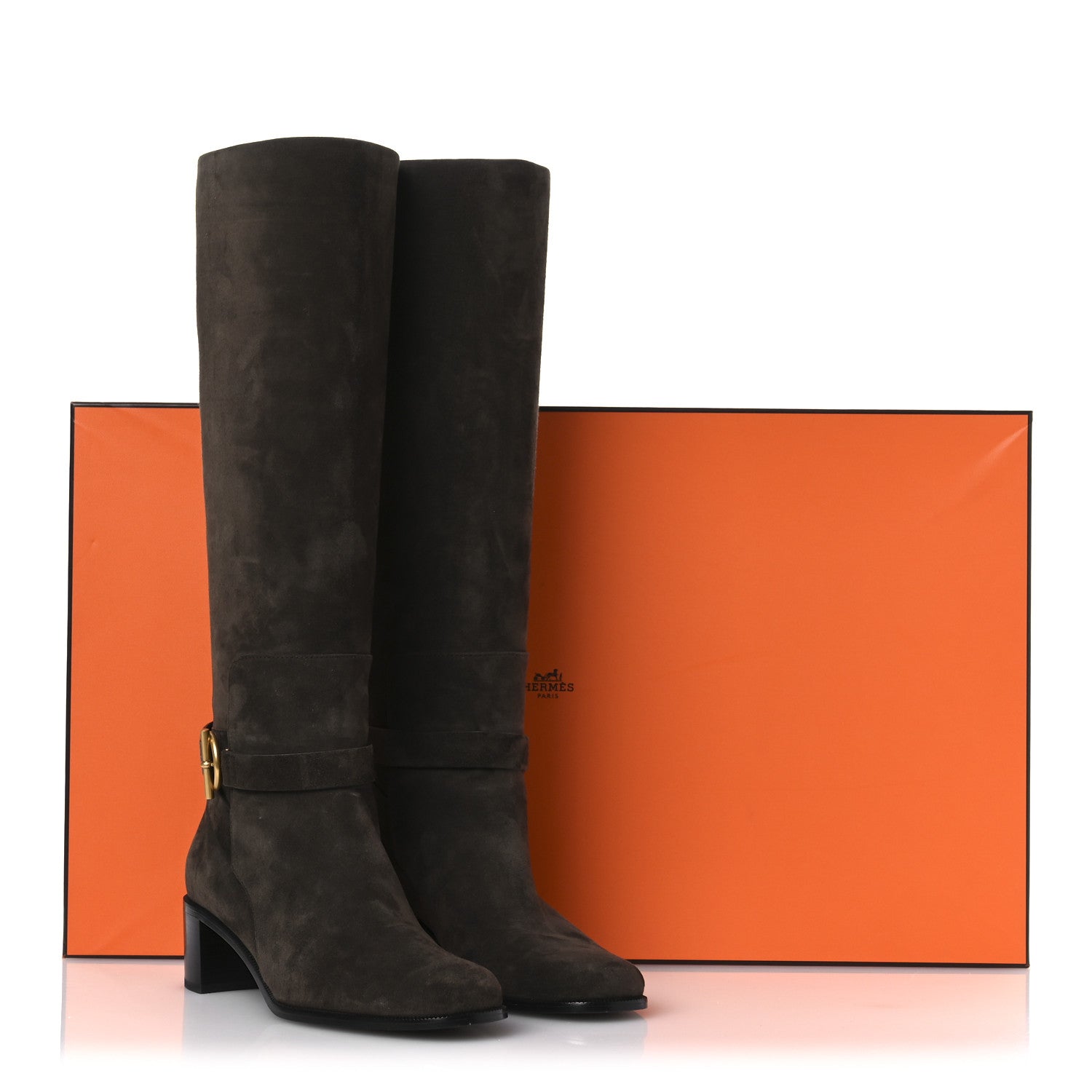 Hermes Suede Calfskin Justine 50 Boots 37 Ecorce 13 of 13
