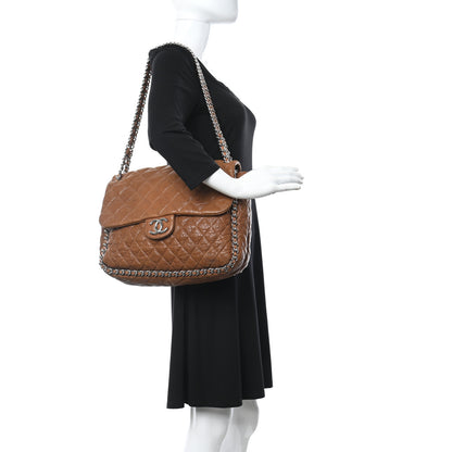 Chanel Washed Lambskin Quilted Chain Around Maxi Flap Brown 2 of 12