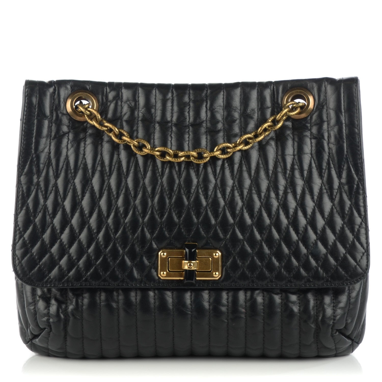 Lanvin Calfskin Quilted Medium Happy Shoulder Bag Black 1 of 6