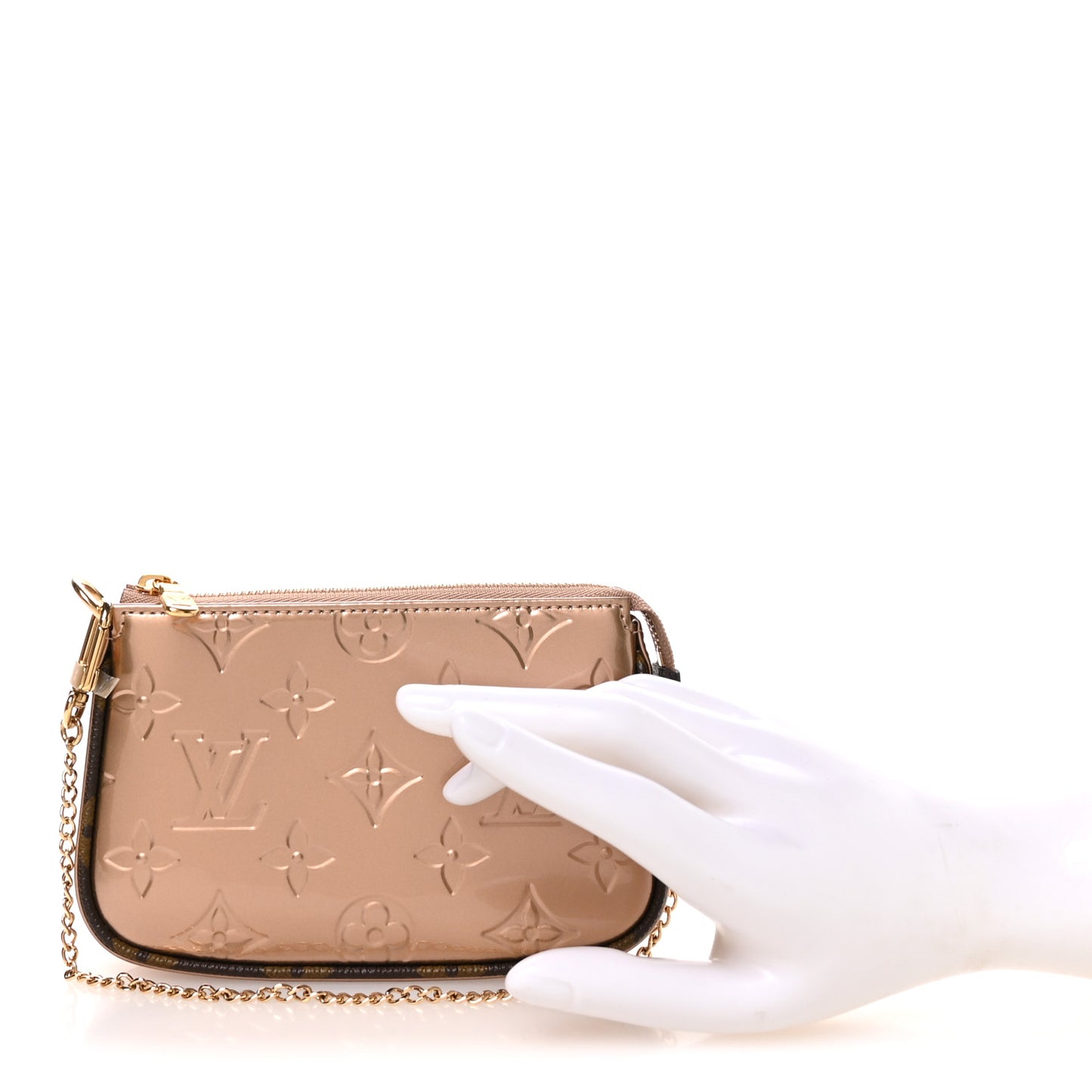 Metallic Vernis Mini Pochette Accessories Rose Gold