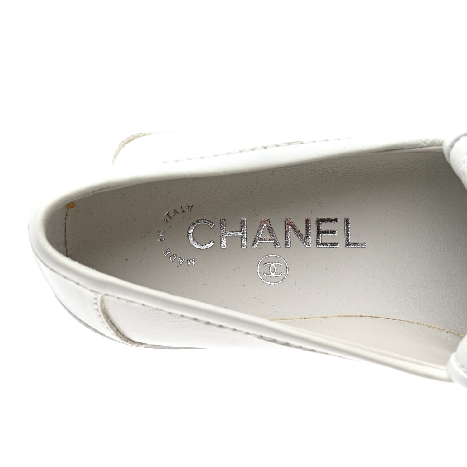Chanel Shiny Lambskin Quilted CC Turnlock Loafers 37 White 6 of 10
