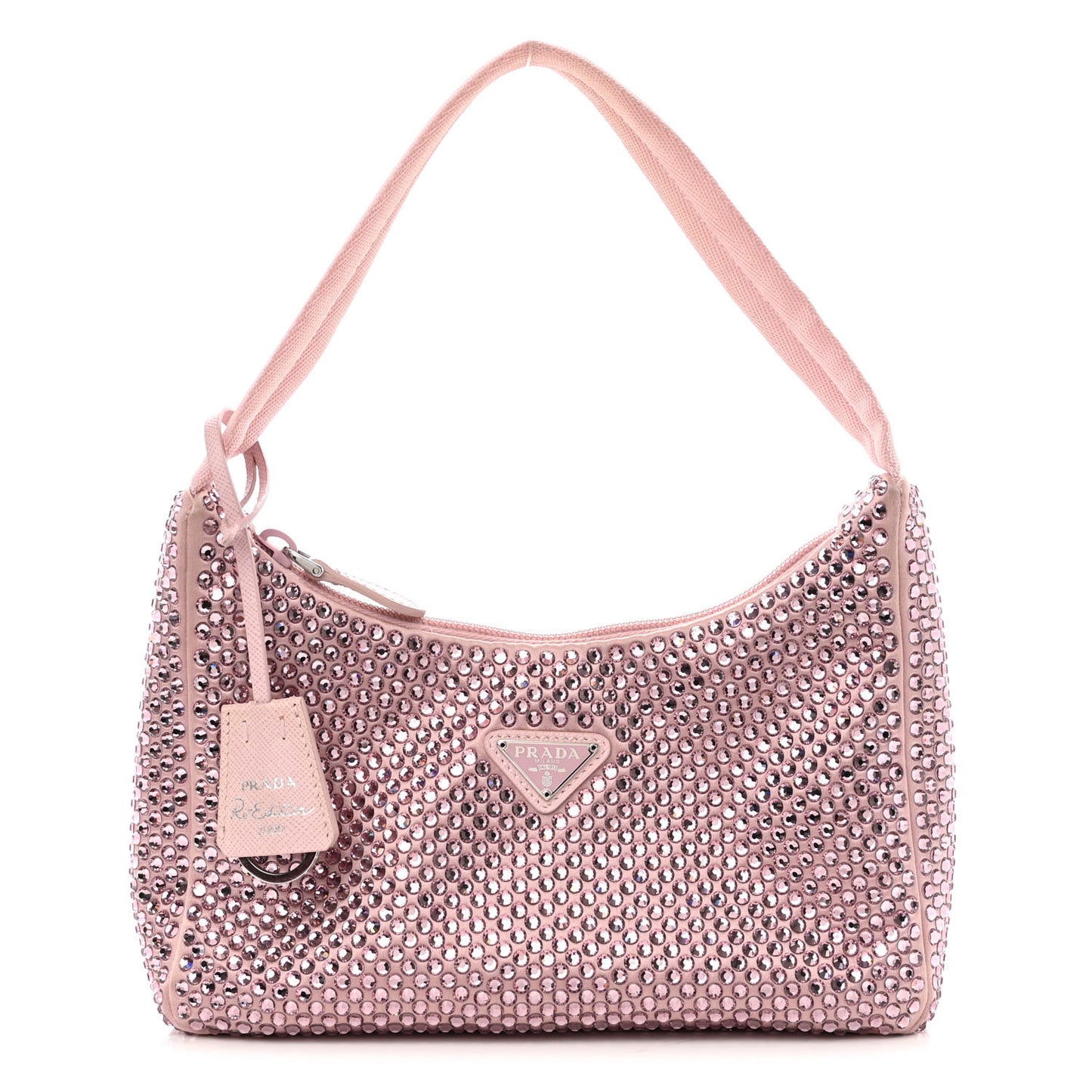 Satin Crystal Mini Re-Edition 2000 Bag Alabastro