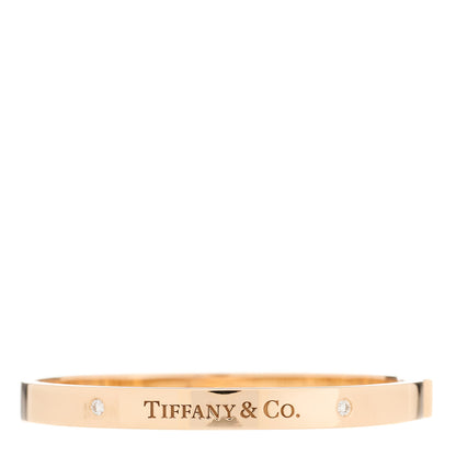 Tiffany 18K Rose Gold Diamond Hinged Bangle Bracelet 1 of 4