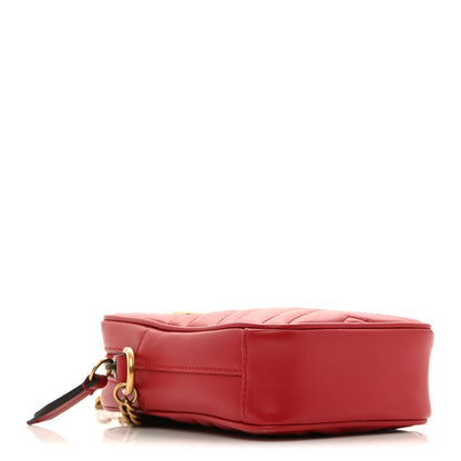 Gucci Calfskin Matelasse Mini GG Marmont Crossbody Bag Hibiscus Red Hibiscus Red 4 of 9