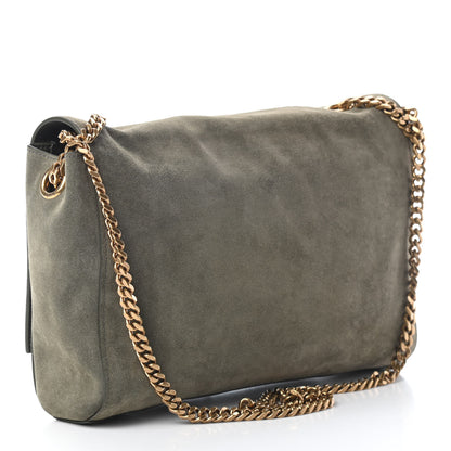 Saint Laurent Smooth Calfskin Suede Medium Reversible Monogram Kate Satchel Olive 5 of 11