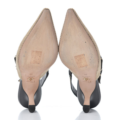 Christian Dior Natural Canvas Ribbon J'Adior Slingback 65mm Pumps 36 Black Cream 5 of 15