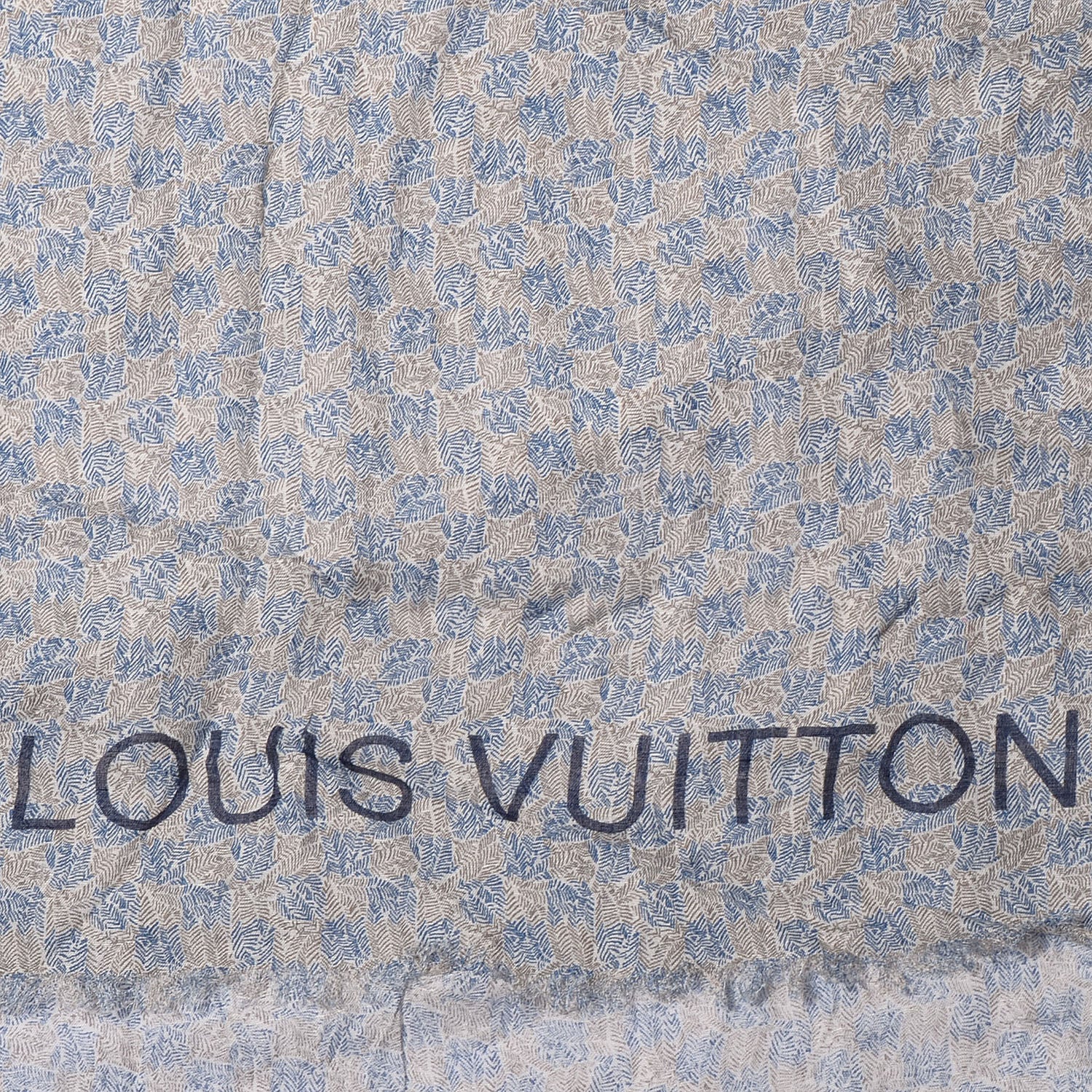 Louis Vuitton Cotton Linen Etole Damier Palm Stole Blue 1 of 6