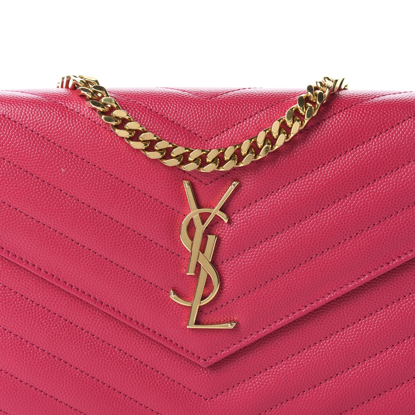 Grain De Poudre Matelasse Chevron Monogram Chain Wallet Bubblegum