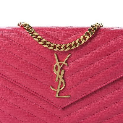 Saint Laurent Grain De Poudre Matelasse Chevron Monogram Chain Wallet Bubblegum 10 of 10