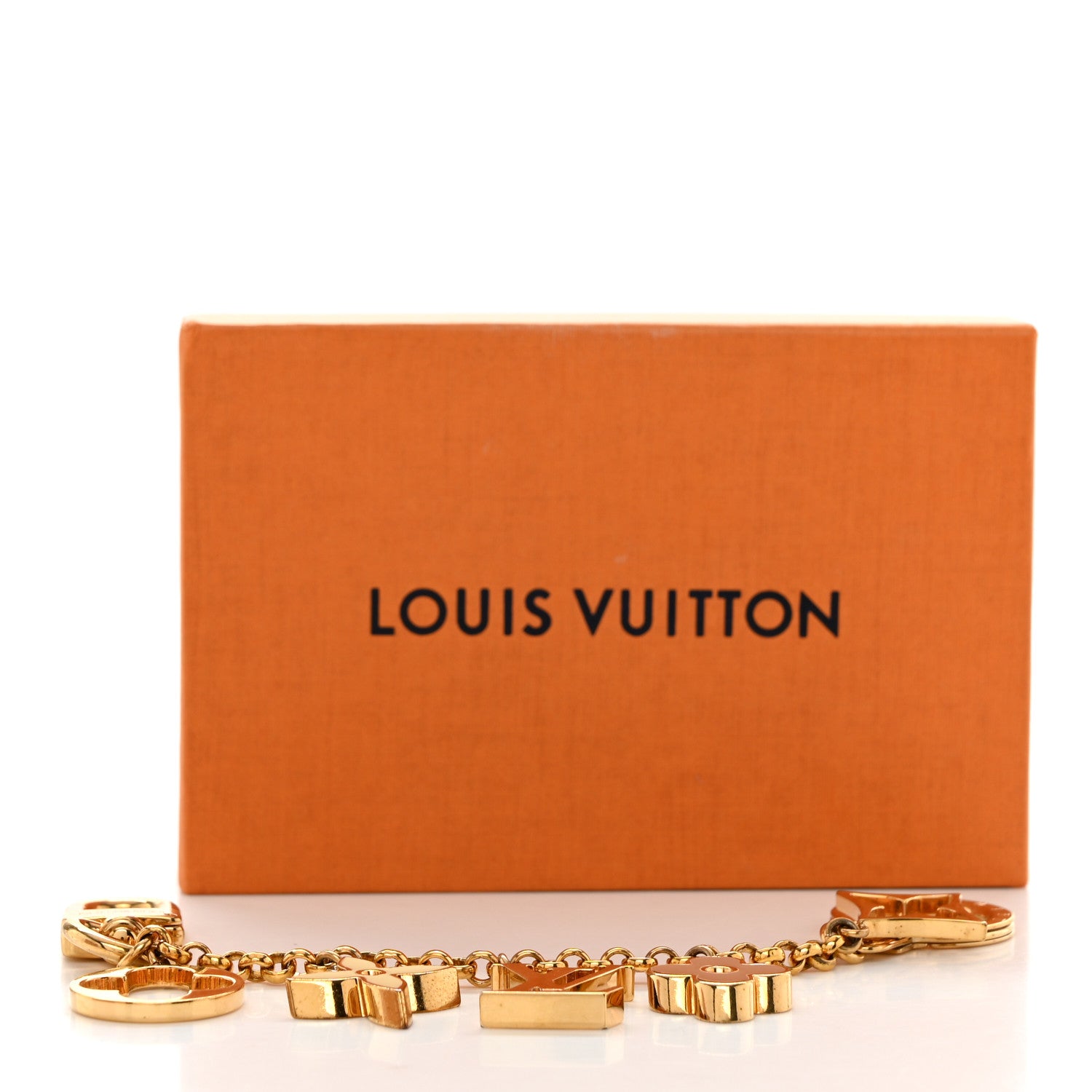 Louis Vuitton Brass Enamel Fleur De Monogram Bag Charm Chain Gold 5 of 5