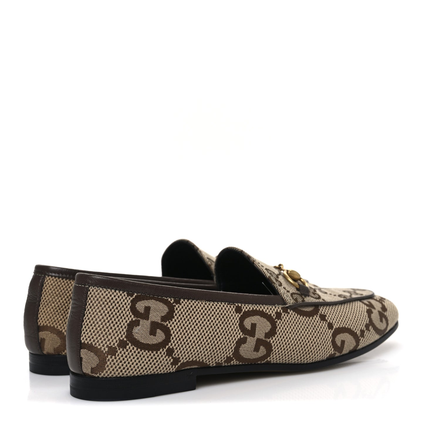 Monogram Jumbo GG Malaga Kid Horsebit Womens Jordaan Loafers 36.5 Beige Ebony New Acero