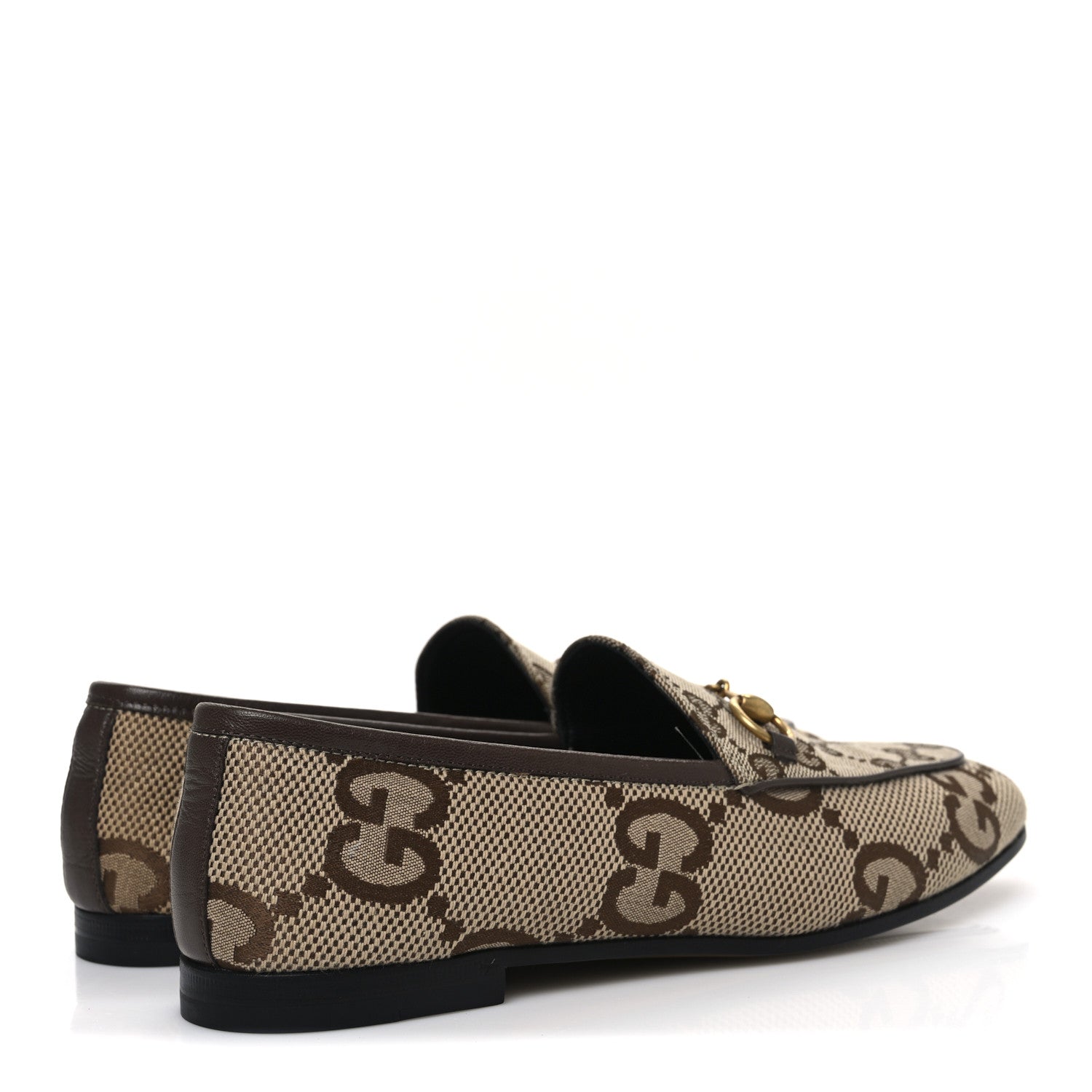 Gucci Monogram Jumbo GG Malaga Kid Horsebit Womens Jordaan Loafers 36.5 Beige Ebony New Acero 5 of 11