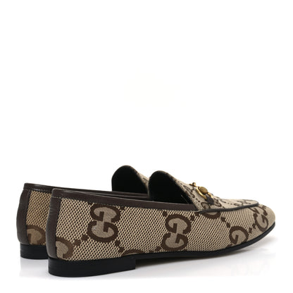 Gucci Monogram Jumbo GG Malaga Kid Horsebit Womens Jordaan Loafers 36.5 Beige Ebony New Acero 5 of 11