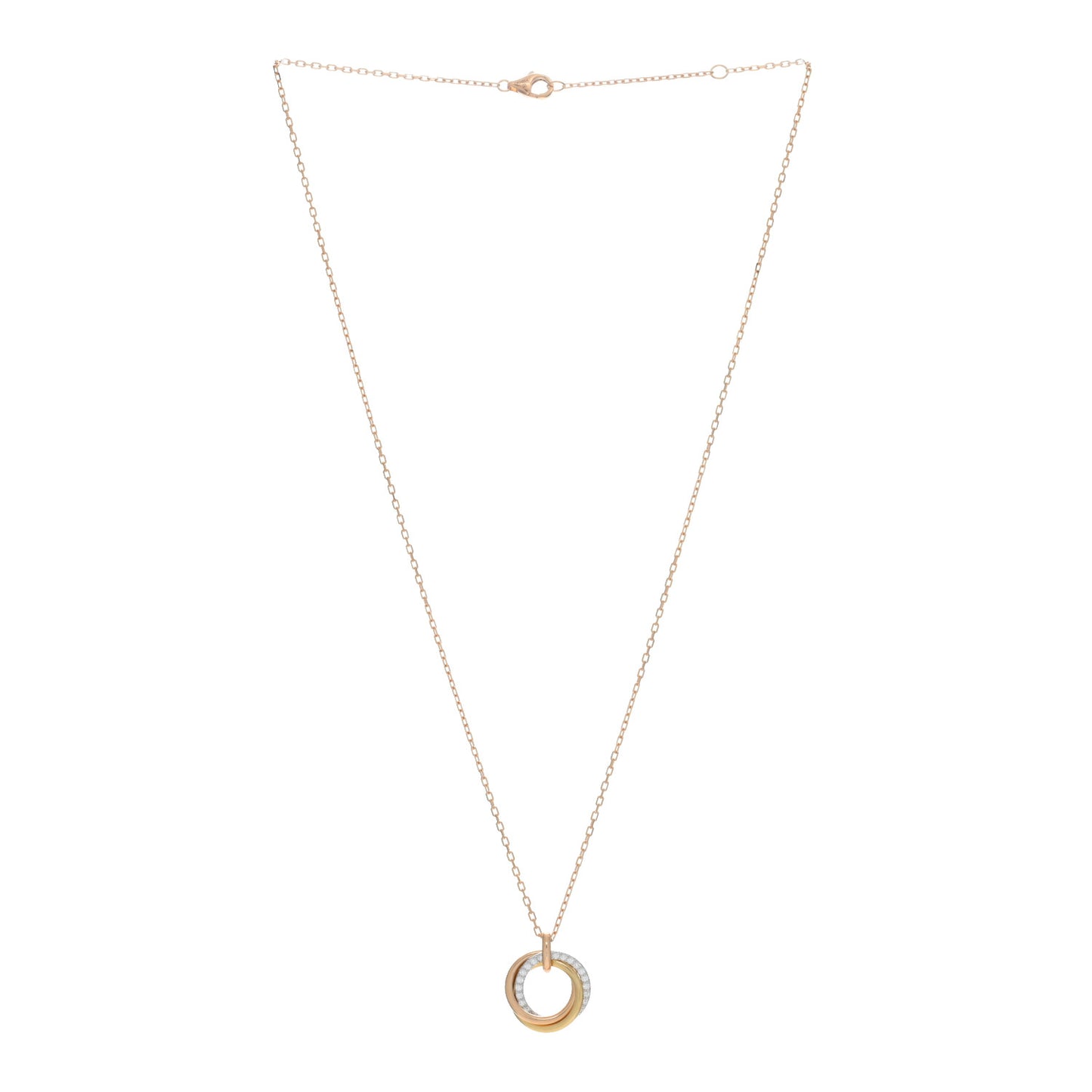 18K Pink White Yellow Gold Diamond Trinity Pendant Necklace