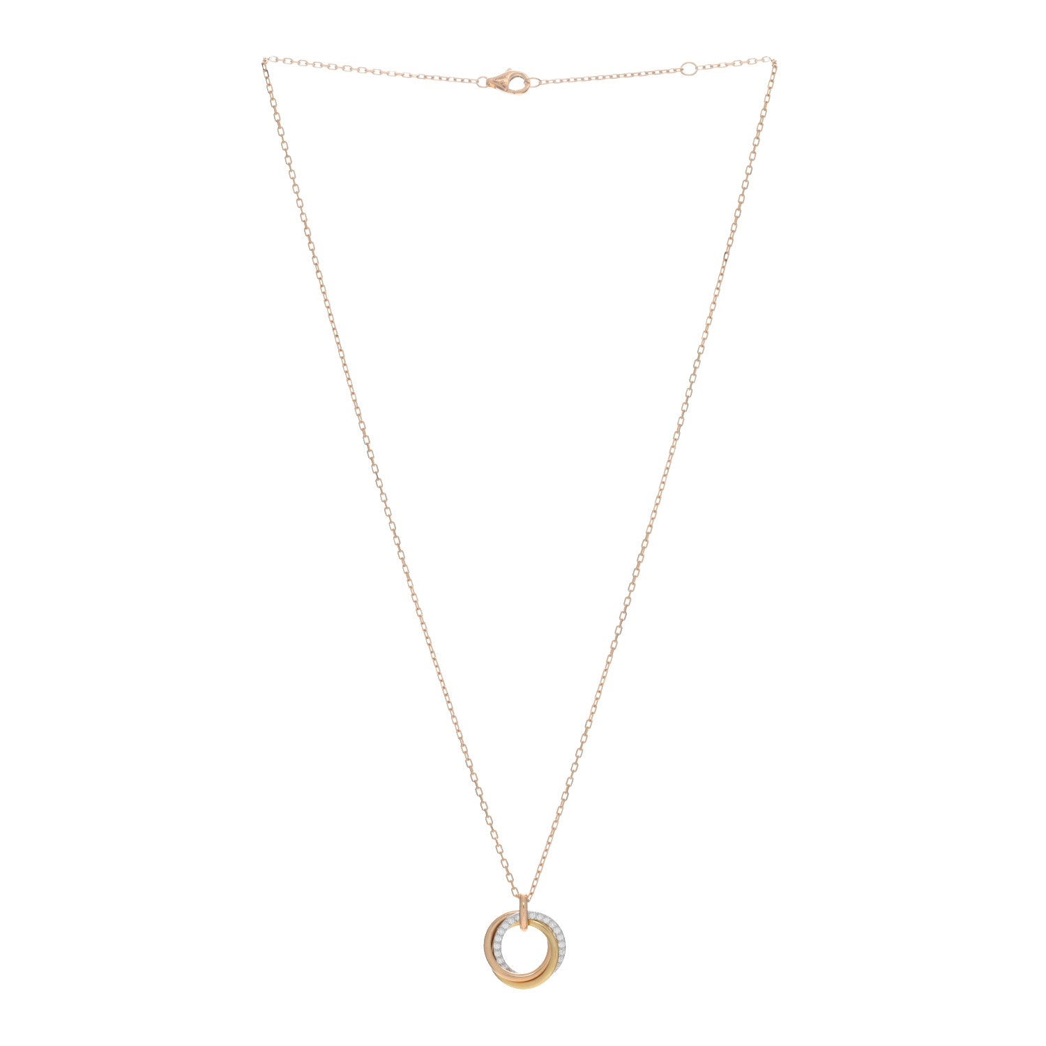 Cartier 18K Pink White Yellow Gold Diamond Trinity Pendant Necklace 2 of 5