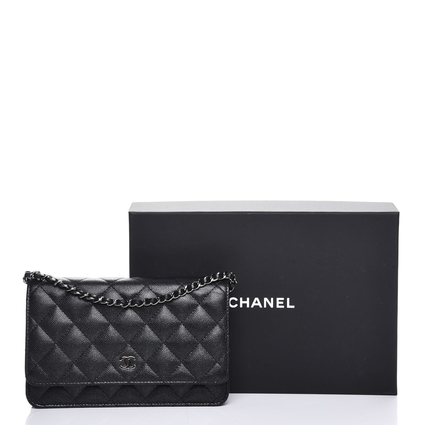 Caviar Quilted Wallet On Chain WOC Black