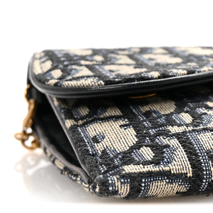 Christian Dior Oblique Small Saddle Chain Pouch Blue Blue 10 of 12