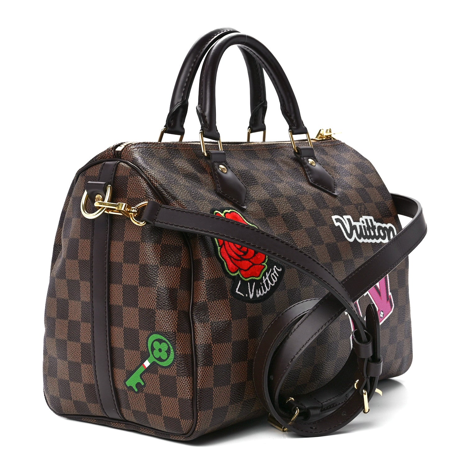 Louis Vuitton Damier Ebene Patches Speedy Bandouliere 30 3 of 11