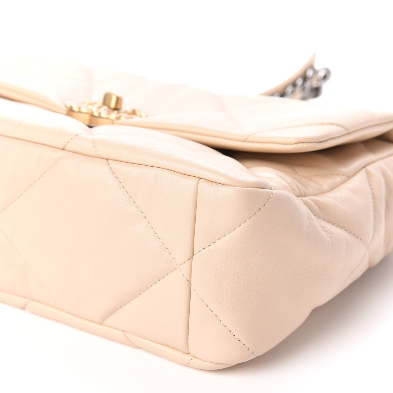 Chanel Goatskin Quilted Large 19 Flap Beige 7 of 10