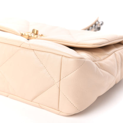 Chanel Goatskin Quilted Large 19 Flap Beige 7 of 10