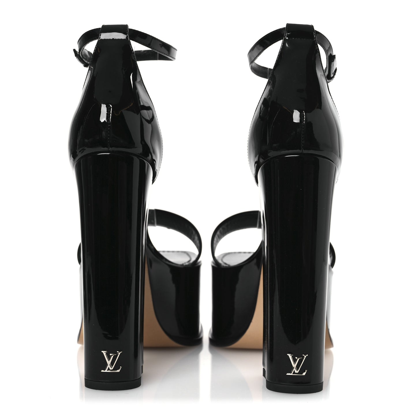 Patent Calfskin Fame Platform Sandal 39 Black