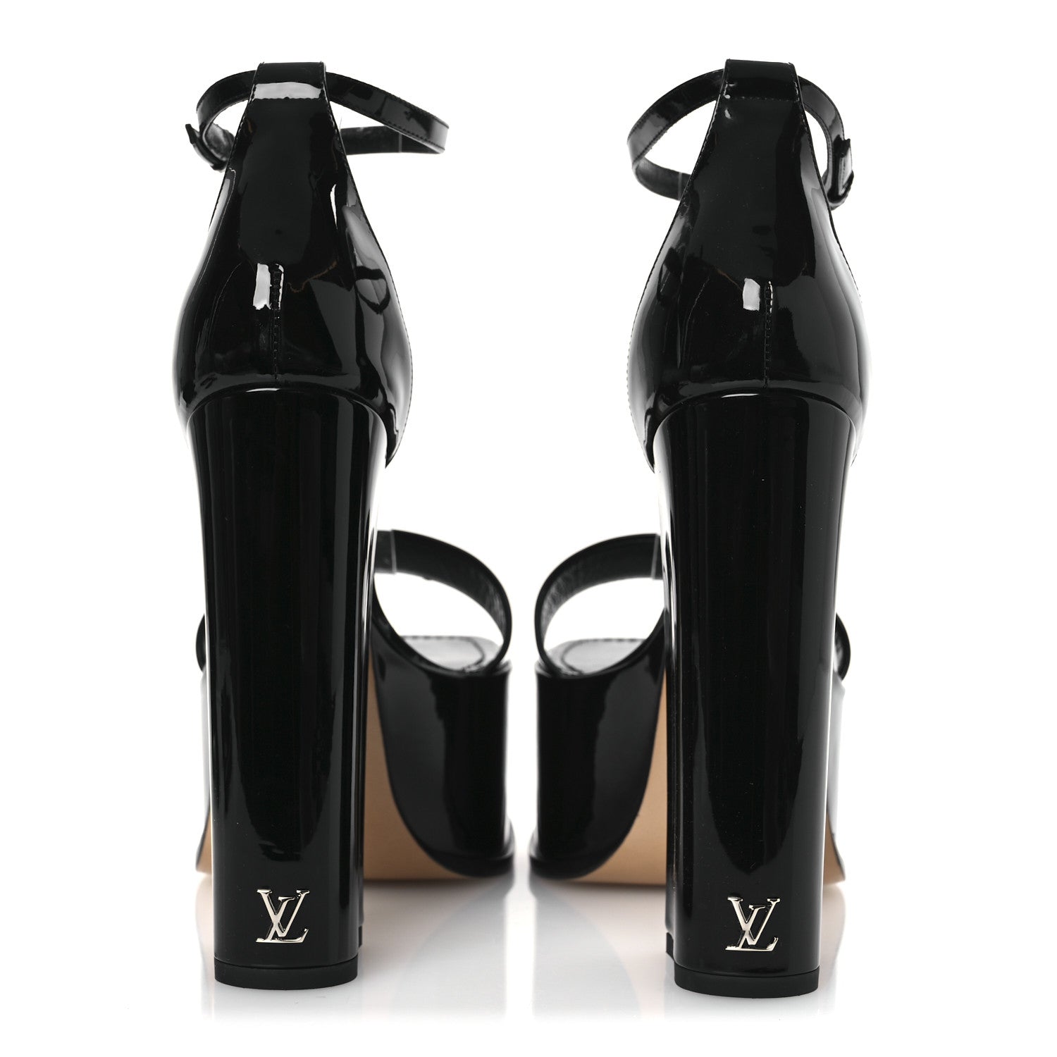 Louis Vuitton Patent Calfskin Fame Platform Sandal 39 Black 6 of 13