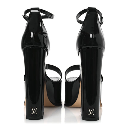 Louis Vuitton Patent Calfskin Fame Platform Sandal 39 Black 6 of 13