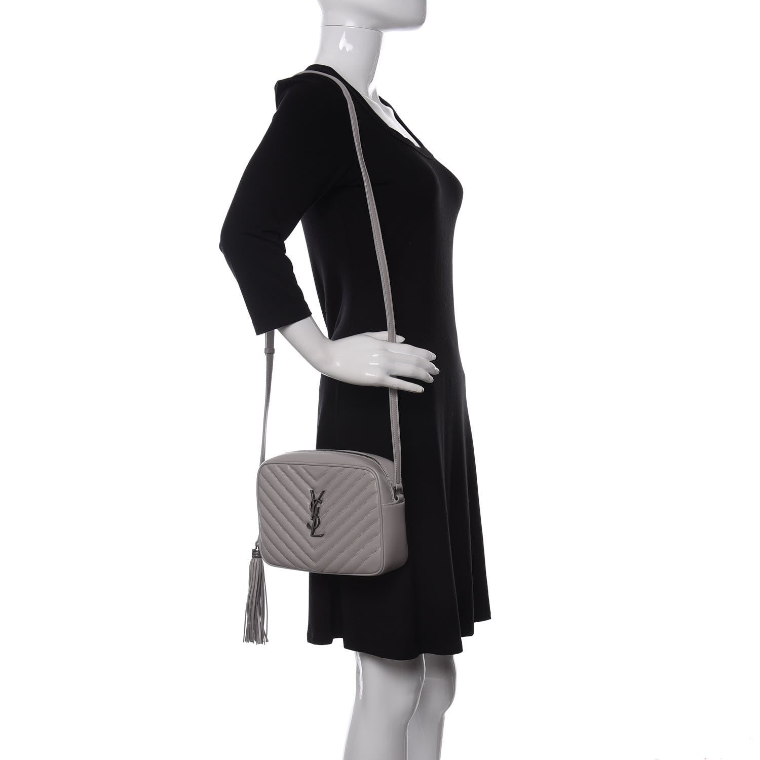 Saint Laurent Calfskin Matelasse Monogram Lou Camera Bag Granite 2 of 10