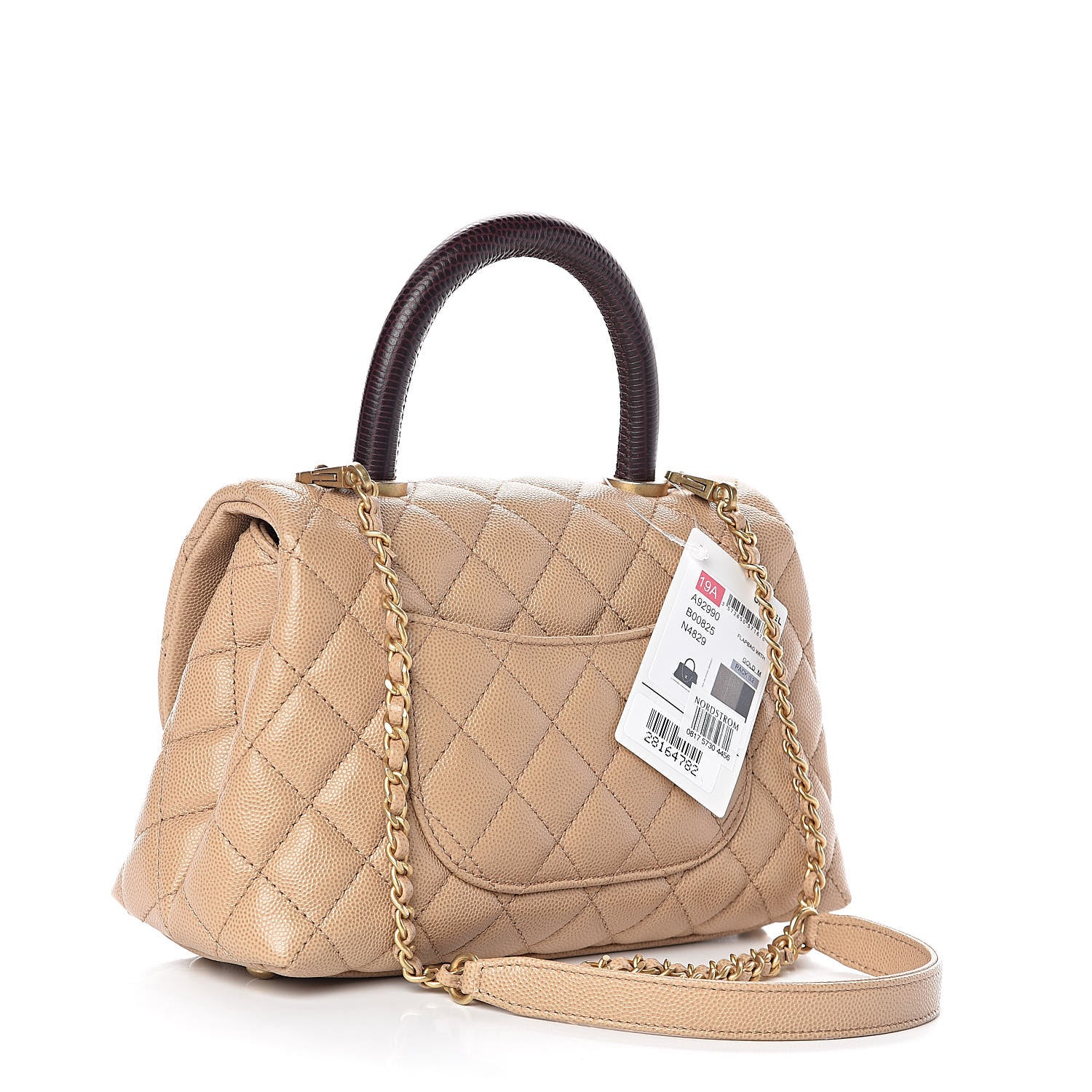 Chanel Caviar Lizard Embossed Quilted Mini Coco Handle Flap Beige 3 of 11