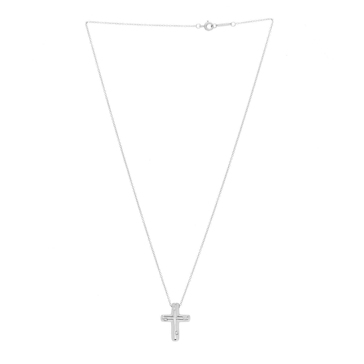 Platinum Diamond Etoile Cross Pendant Necklace