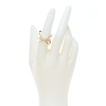 Roberto Coin 18K Rose Yellow White Gold Diamond Double Crisscross Ring 53 6.25 2 of 6