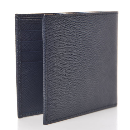 Prada Saffiano Triangle Bi-Fold Wallet Baltico 3 of 8