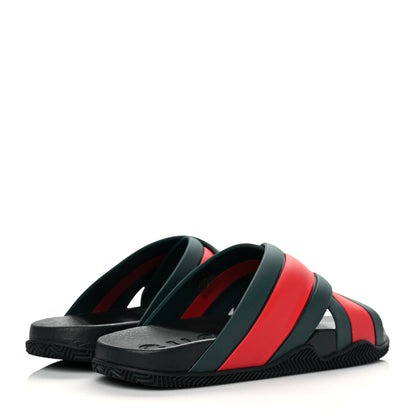 Gucci Rubber Web Womens Criss Cross Slide Sandals 38 Green Red 4 of 9