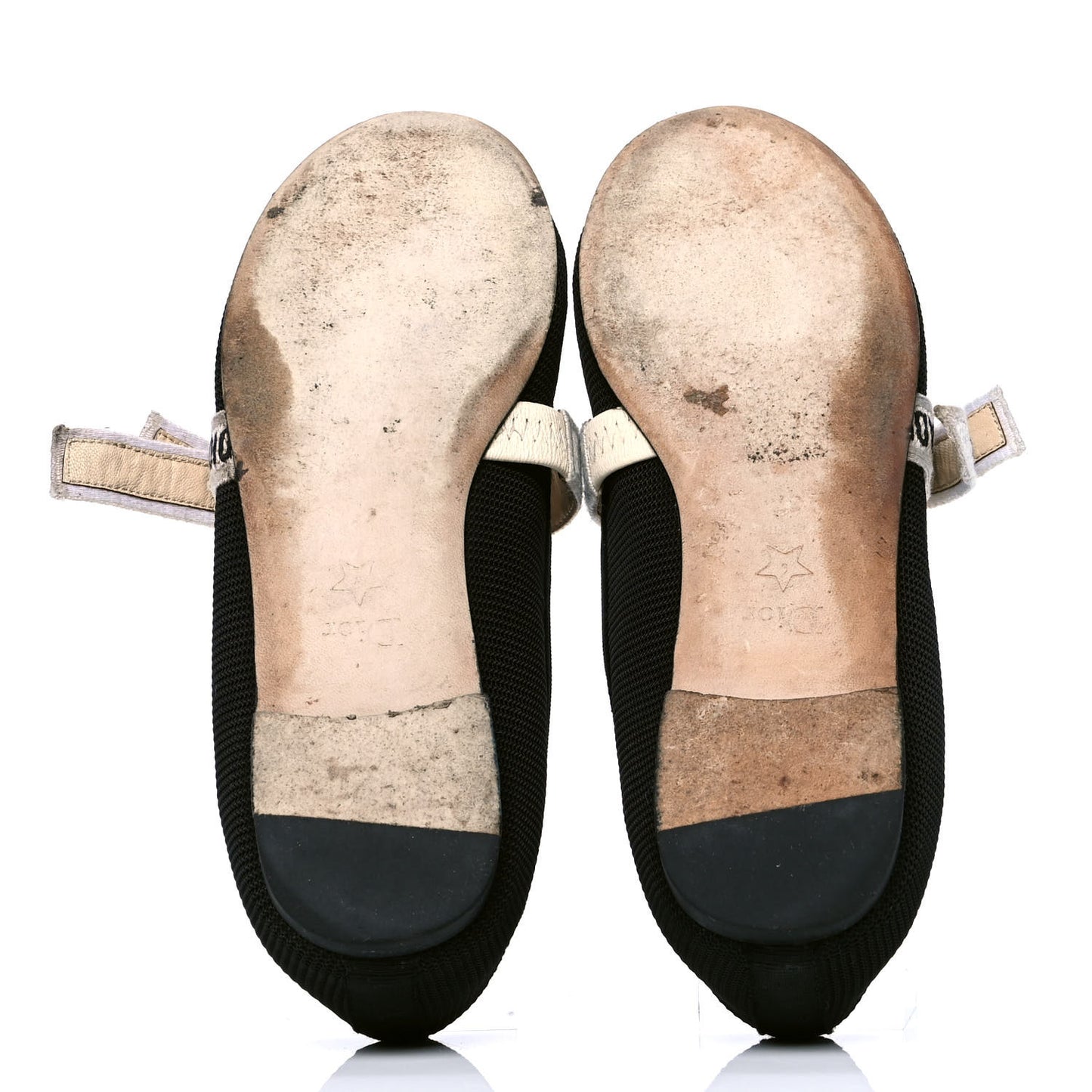 Fabric Ribbon Embroidered J'Adior Ballet Flats 37 Black