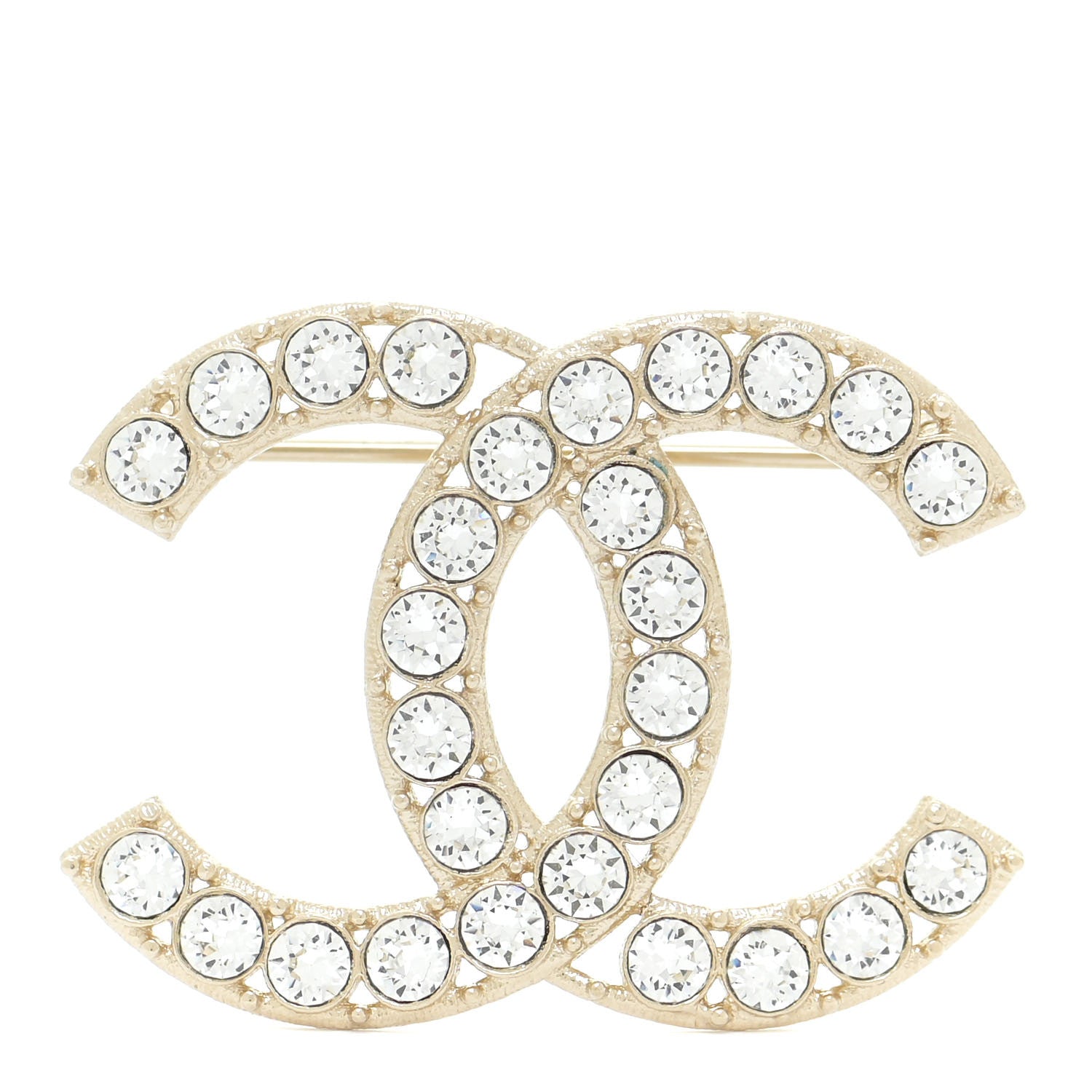Chanel Crystal CC Brooch Gold 1 of 5