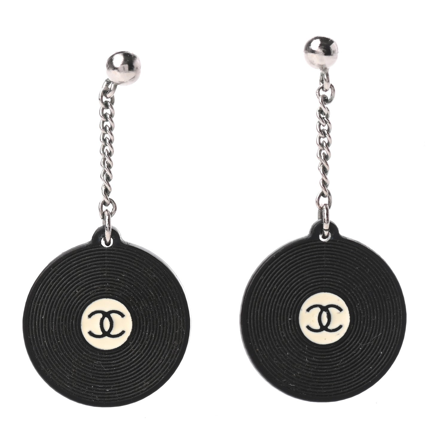 Resin CC Record Drop Earrings Black