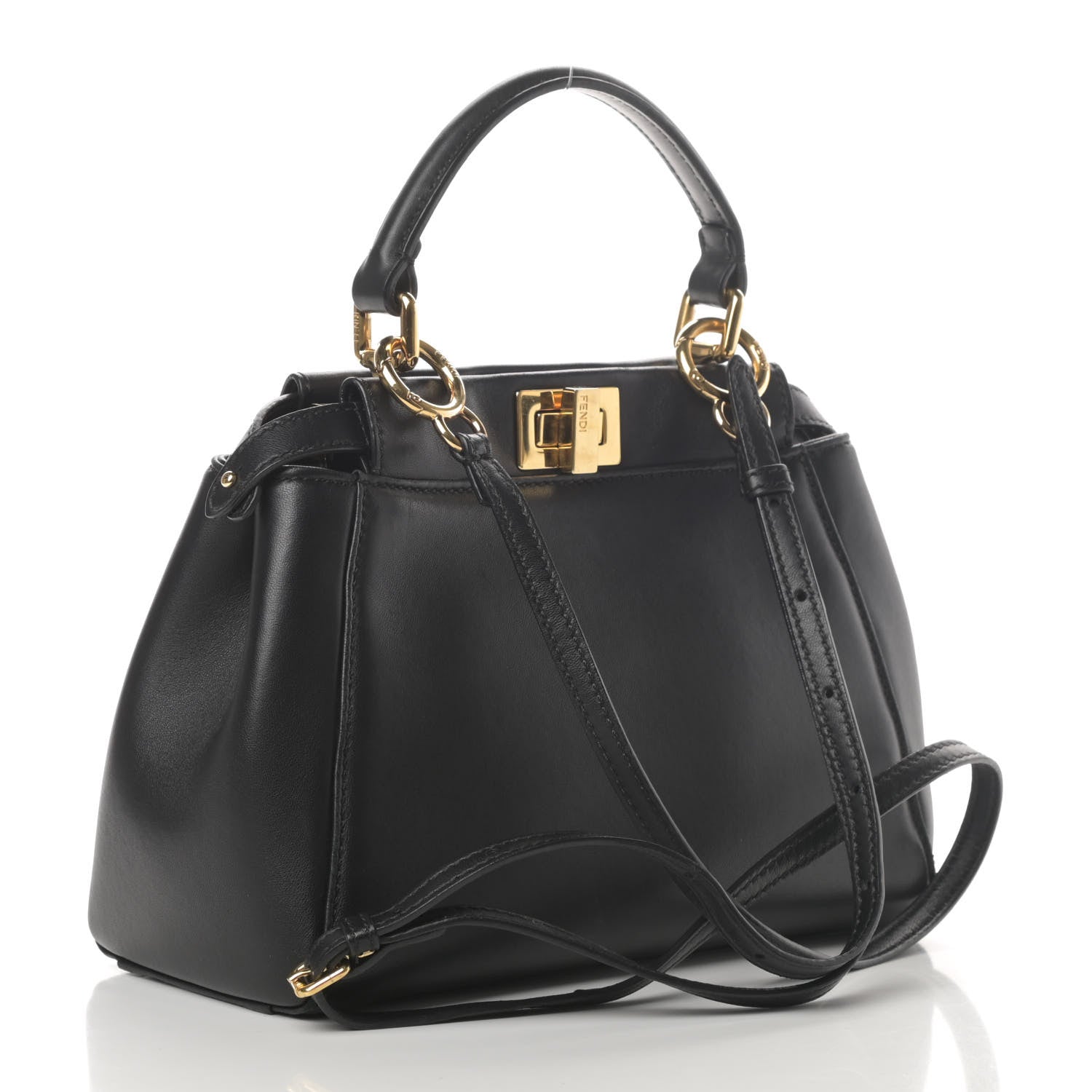 Fendi Nappa Mini Peekaboo Iconic Satchel Black 2 of 5