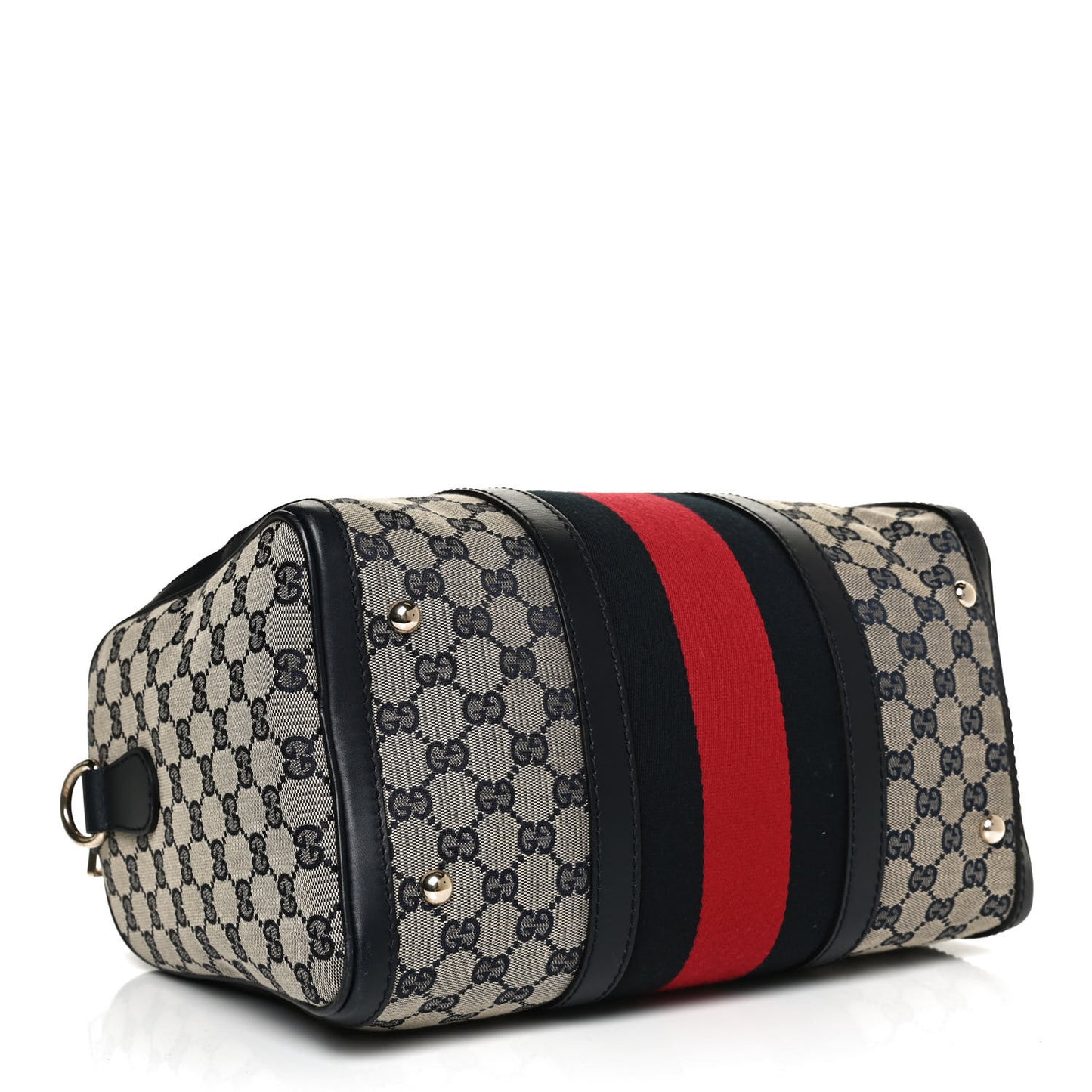 Monogram Selleria Calfskin Vintage Web Medium Boston Beige Blue