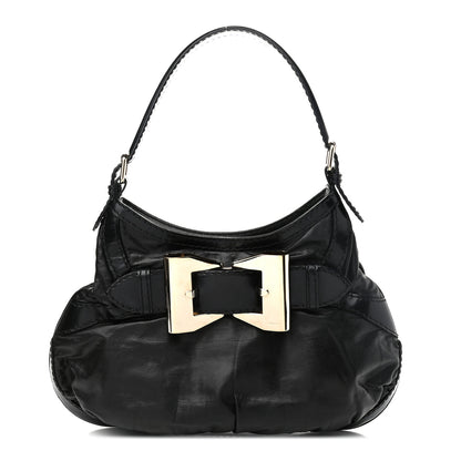 Gucci Calfskin Queen Bow Hobo Black 1 of 11