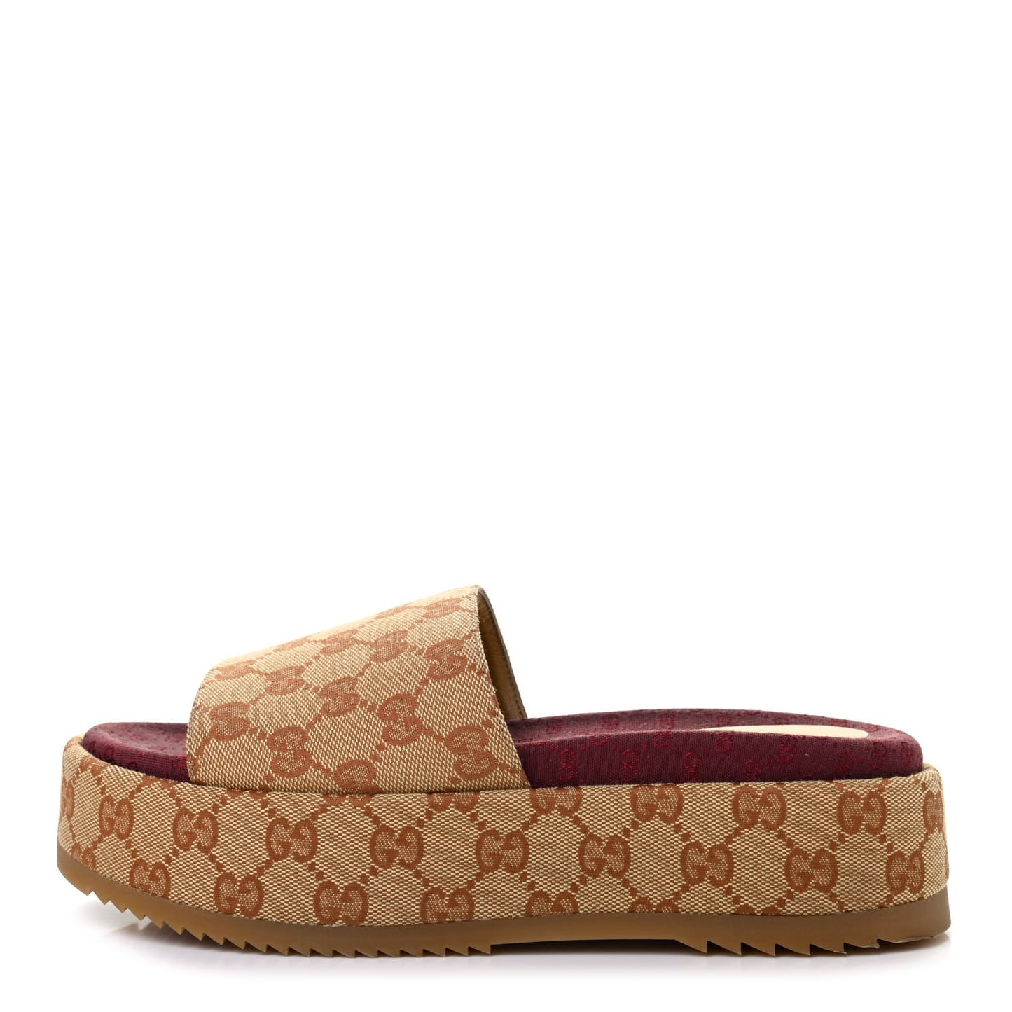Canvas GG Monogram Angelina Platform Slide Sandals 38 Beige Ruggine