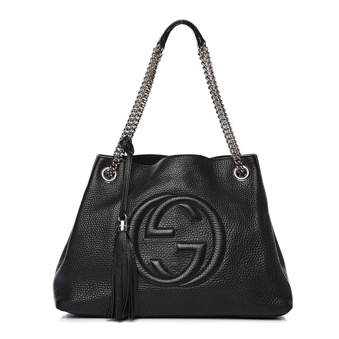 Pebbled Calfskin Medium Soho Chain Shoulder Bag Black